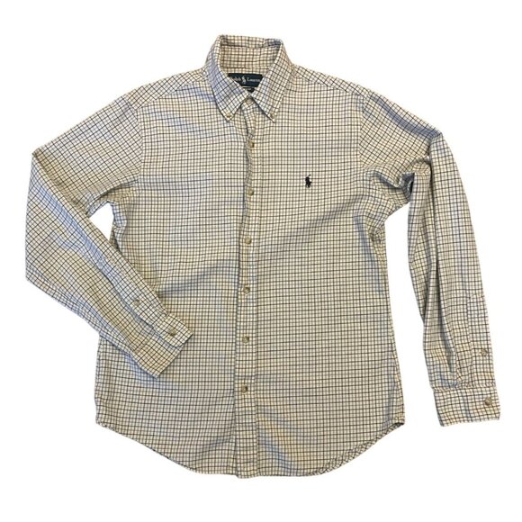 Polo Ralph Lauren Button Down Oxford Mens M Blue Black Checkered RRL Cotton Mens - Picture 1 of 8